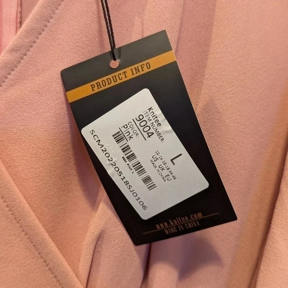 NWT Knitee pink deep V neck size large women's dress - Picture 4 of 6
